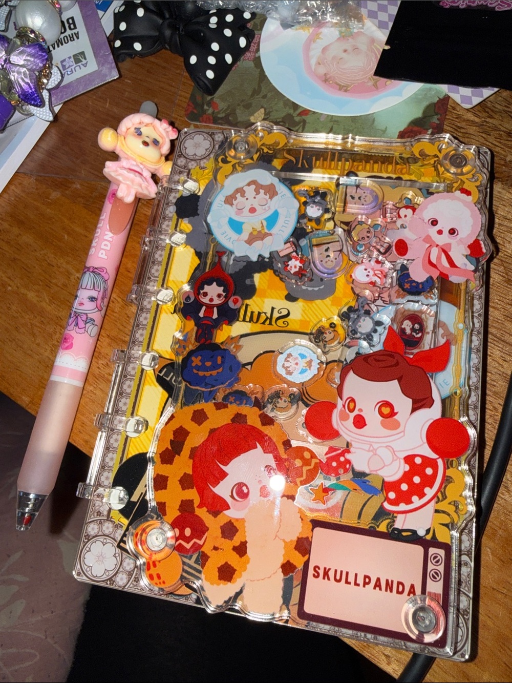 Skullpanda inspired acrylic shaker notebook and pen set